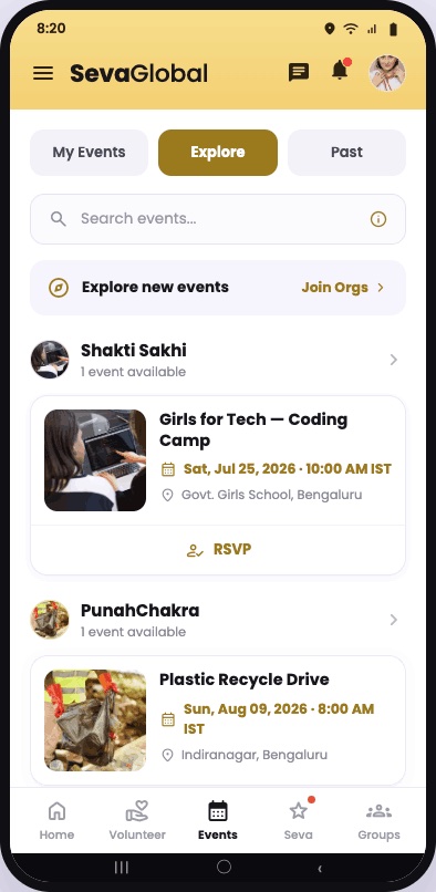 Events and signups